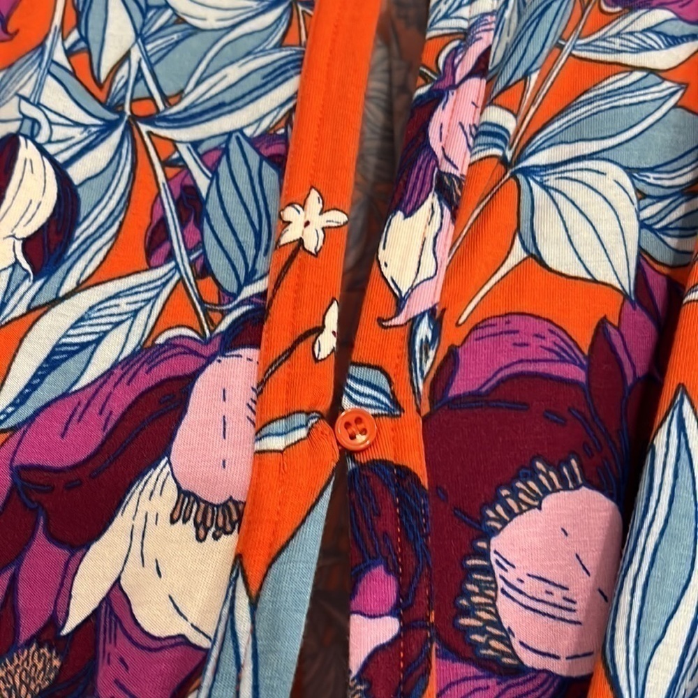 FREE PEOPLE PRINTED KEEPIN ON TIE SIDE PEASANT TIE DETIAL TEE ORANGE HOB… - Picture 5 of 8